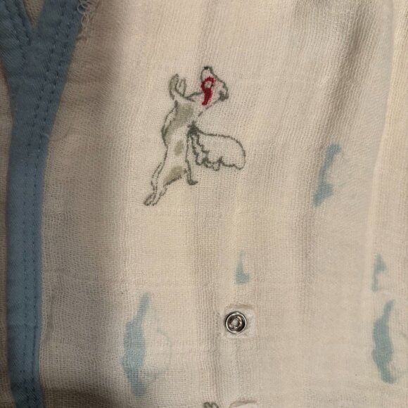 OUEF Infant set: Cream with Blue Infant onesie + Swaddle - Picture 3 of 15